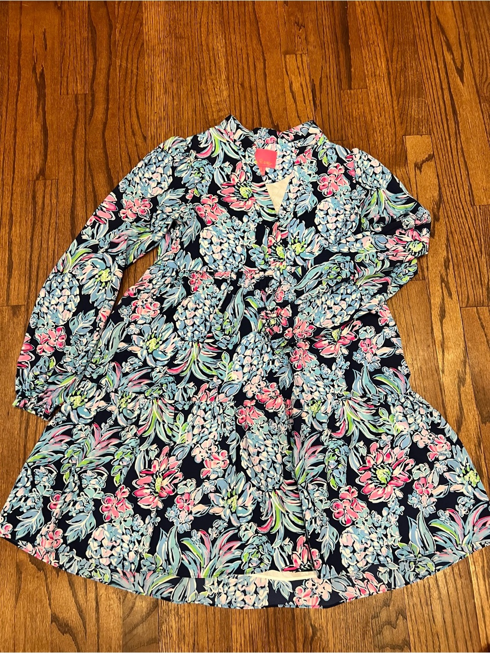 Lilly Pulitzer Floral Navy Long-Sleeve Dress